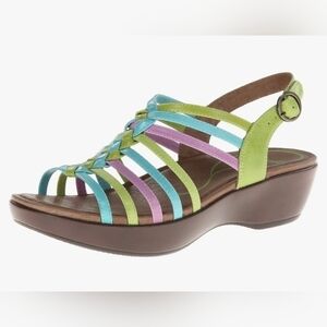 Dansko Dana Dress Sandal Size 40 US 9.5-10 Leather Multicolored Strappy Platform